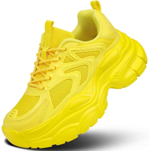 Shoes - Women's Walking Shoes Running Tennis Fashion Sneakers Athletic Workout 2 Yellow